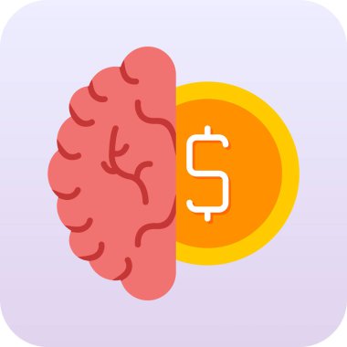 Beyin ve dolar işareti. Web illüstrasyonu