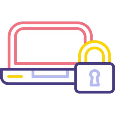 asma kilit vektör çizimine sahip dizüstü bilgisayar