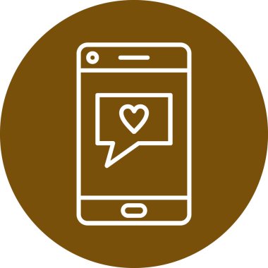 Kalp simgesine sahip cep telefonunun vektör illüstrasyonu