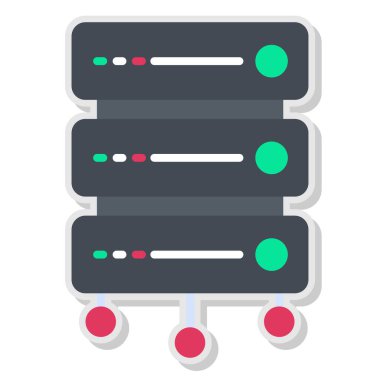 sunucu simgesi. Web tasarımı için sunucu sunucu vektör simgesinin basit illüstrasyonu