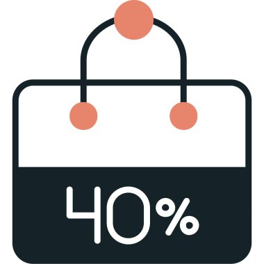 Alışveriş indirimi vektör simgesi. biçim iki renkli düz sembol, gri ve cyan renkler, yuvarlak açılar, beyaz arkaplan