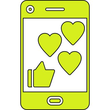 vektör simgesi gibi kalpleri olan akıllı telefon