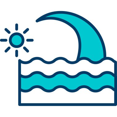 Güneş ve dalga çizgisi biçimindeki ay tasarımı