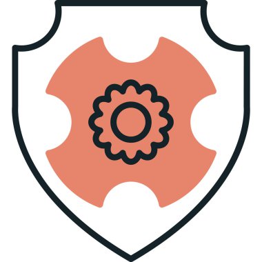 Güvenlik koruma kalkanı simgesi tam taslak biçiminde