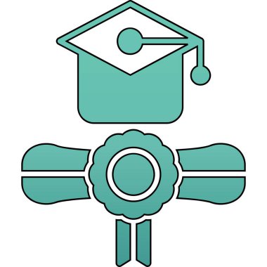 Mezuniyet şapkası simgesi olan bir şapkanın vektör çizimi