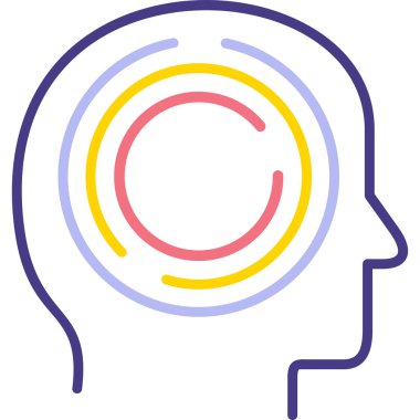 Beyin insan zihin simgesi ana hatlarıyla doldurulmuş