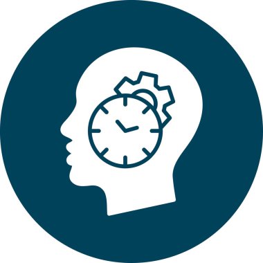 Zaman yönetimi simgesi. Vektör biçimi iki renkli düz simge, yumuşak mavi renk, beyaz arkaplan.