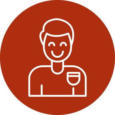 Şarap kadehi çizgisi ikonu olan adam, vektör çizimi