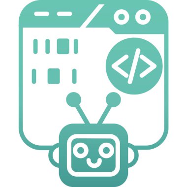 robot. Web simgesi basit illüstrasyon