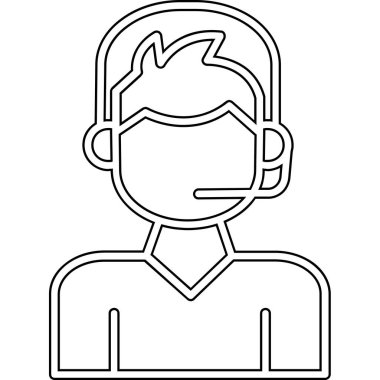 Kulaklıklı ve akıllı telefon vektör illüstrasyonlu adam avatarı