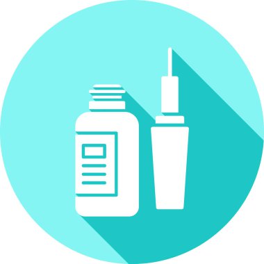 İçinde hap ikonu olan bir şişe. Web için şişe vektör simgelerinin özet çizimi