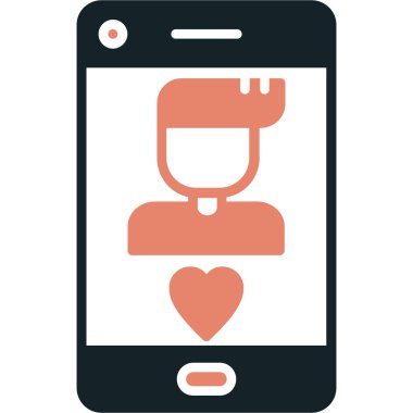 kalp vektörü simgesi olan cep telefonu