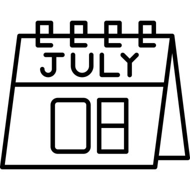Takvim Temmuz sembolü düz vektör illüstrasyonu