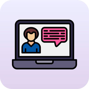 Video sohbet simgesi, vektör illüstrasyonu