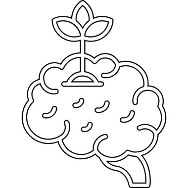 Bitkinin doğadaki çizgi biçimi ikonu, çiçek ve doğa temalı vektör illüstrasyonu