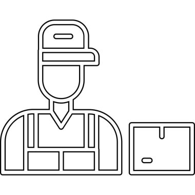 Kask ve tablet vektör illüstrasyonlu işçi
