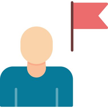 İnsan ve bayrak simgesinin vektör illüstrasyonu