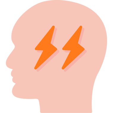 İnsan beyin vektör simgesi. stil düz bicolor ve turuncu, gri ve beyaz renkler, yuvarlak açılardır.