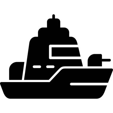 Gemi vektör simgesi. Beyaz arkaplan gemisinde basit vektör logosu izole.