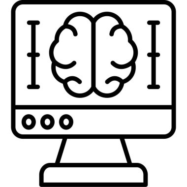 Dizüstü bilgisayarlı beyin, basit vektör çizimi