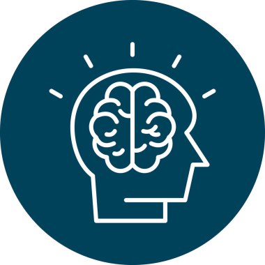 Beyin vektör simgesi. biçim doğrusal düz simge sembolü, yumuşak mavi renk, beyaz arkaplan.