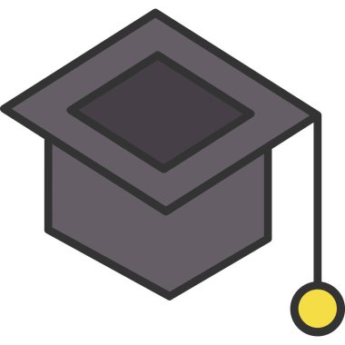 Eğitim okulu mezuniyet ikonu düz stil