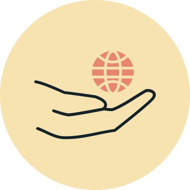 Dünya 'nın vektör simgesi ellerinde