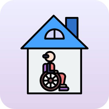 Etkisiz renk simgesi vektörü olan ev. Engelli işareti olan ev. izole edilmiş sembol çizimi