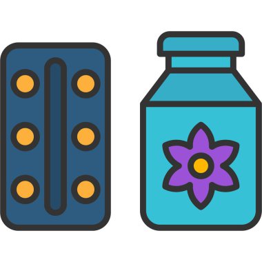 Haplar ve tablet ikonu. Beyaz arkaplanda izole edilmiş hap vektör simgesinin düz çizimi