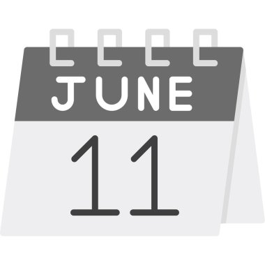 12 Haziran - gün simgesi, gün numarası simgesi olan tek takvim. vektör illüstrasyonu