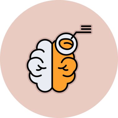 Beyni ve termometre çizgisi simgesi olan insan.