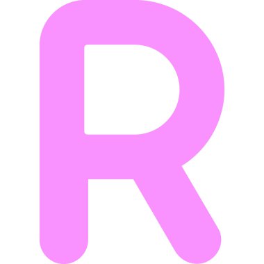 R harfi. Pembe ve mor alfabeden yapılmış.