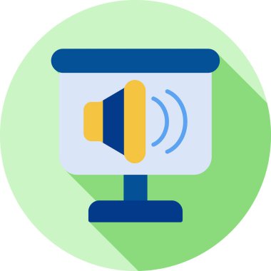 Düz biçimli ses hoparlörü sesi simgesi