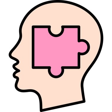 İnsan zihin ikonu. İnsan beyin vektör simgesi renginin özeti düz izole