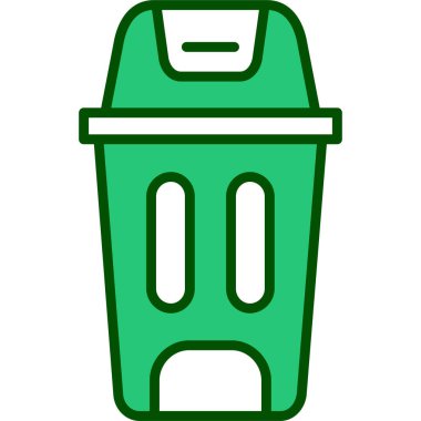 Çöp kutusu simgesi ve vektör illüstrasyonu beyaz arkaplanda izole edildi