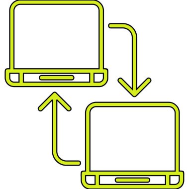 Tablet ikonlu dizüstü bilgisayar. İnternet ve teknoloji teması. Yalnız tasarım. vektör illüstrasyonu
