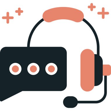 kulaklık sohbet simgesi ile doldurulmuş ana hat biçimi