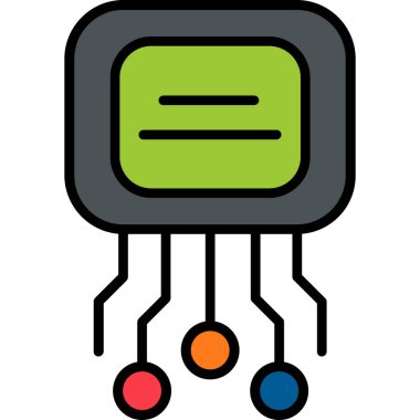 Yumuşak mavi arkaplanda izole edilmiş modayı gösteren devre kartı simgesi.