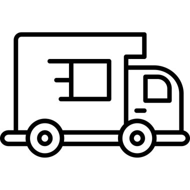 dağıtım aracı ikonu ana hat vektörü. kamyon teslimatı. van van