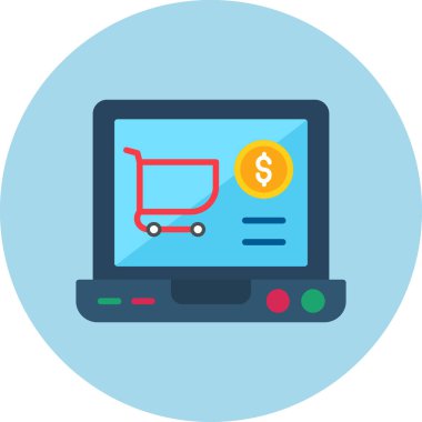 Düz stil çevrimiçi alışveriş simgesi