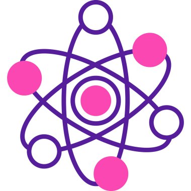 Atom simgesi ve vektör illüstrasyonu ağ ve mobil için beyaz arkaplanda izole edildi