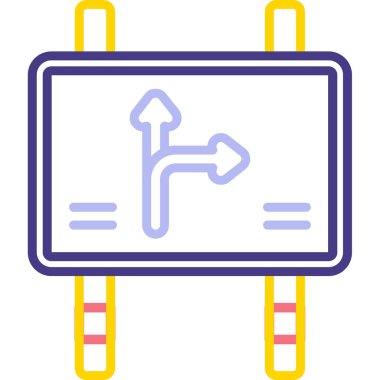 Yol bariyeri simgesi. Taslak yol bariyeri vektör rengi düz izole