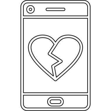 kırık kalp ve akıllı telefon vektör çizimi tasarımı
