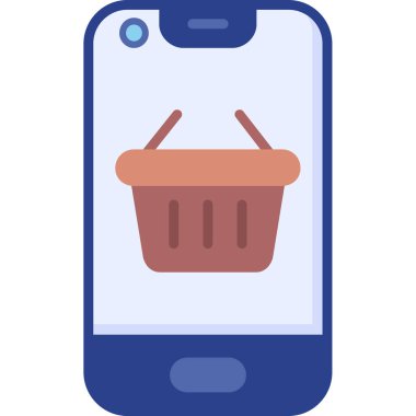 alışveriş sepeti vektör illüstrasyon ile akıllı telefon