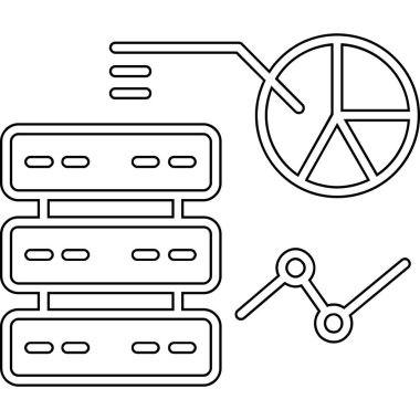 Sunucu veri simgesi. Beyaz arkaplanda izole edilmiş web tasarımı için ana sunucu veri vektör simgesi