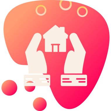 Elinde kalp olan bir ev. vektör illüstrasyonu