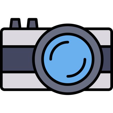 Kamera simgesi. Web için kamera vektör simgelerinin özet çizimi