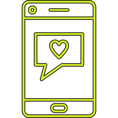 kalp simgesi olan akıllı telefon, basit biçim