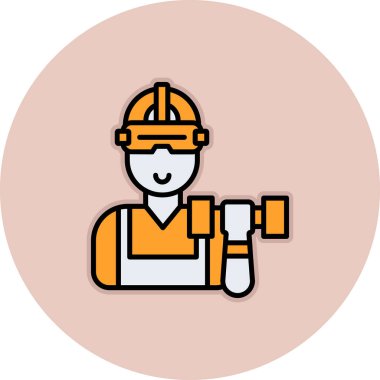 İnşaat işçisi ikonu. vektör illüstrasyonu