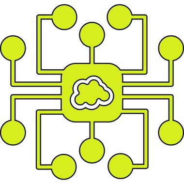 Bulut hesaplama simgesi. Web için bulut teknolojisi vektör simgelerinin özet çizimi